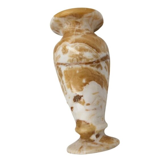 Vintage Marbled Onyx Alabaster Stone Vase 7.25 inches tall x 3 inches wide - Picture 10 of 15